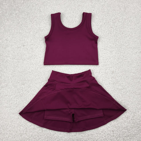 4.29 GSD1981 Baby Girls Brown Vest Top Sports Skorts Clothes Set