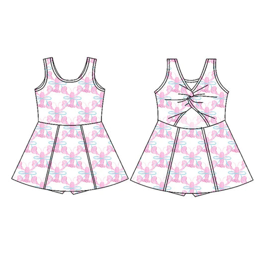 L-3.5GSD1967 Baby Girls Straps Crawfish Bow Knee Length Dresses Preorder