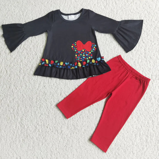 4.26 RTS NO MOQ ETA 5/7days Arrived 6 C8-36 bow black top and red pants suit