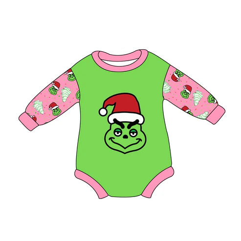5.29 LR1986 Baby Infant Girls Christmas Green Frog Rompers preorder
