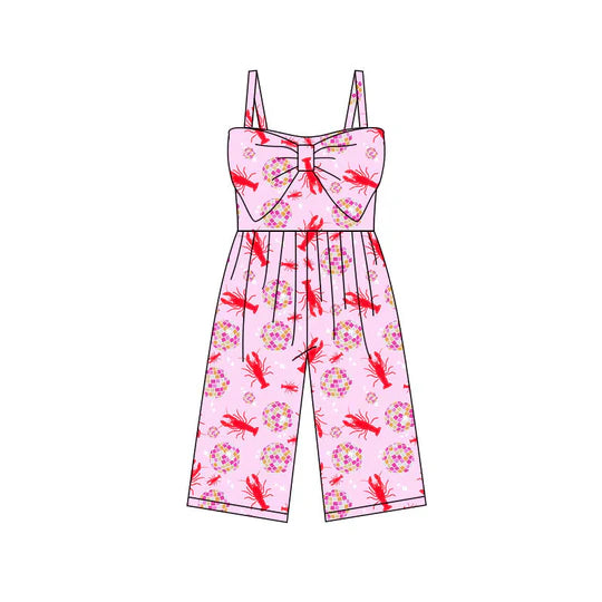 12.12 MOQ:5pcs SR3793 pre-order baby girl clothes crayfish print girl summer jumpsuit
