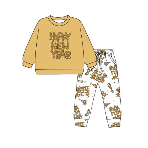 6.3 BLP0987 Baby Boys Happy New Year Top Pants Clothes Sets Preorder