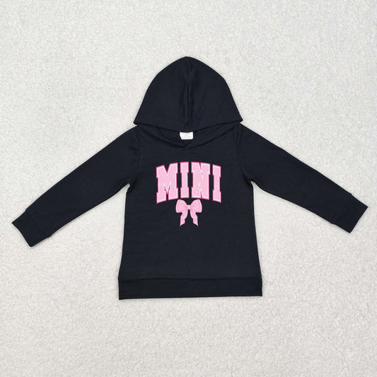 3.12 Mommy&Me Baby Girls Mini Mama Bow Black Hooded Tops