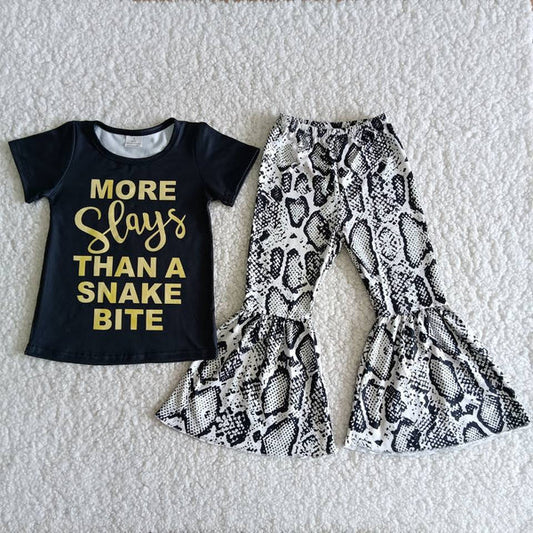 5.22 B3-24 Kids Clothing Girls Short Sleeve Top And Long Pants Letter Print