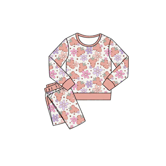 11.10 MOQ：5pcs GLP3127 pre-order toddler girl clothes carrot girl easter pajamas set