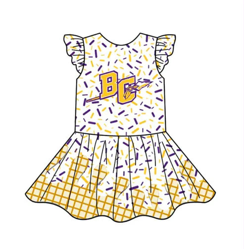 8.9 Custom Moq 5 Baby Girls Drip BC Shorts Team Knee Length Dresses