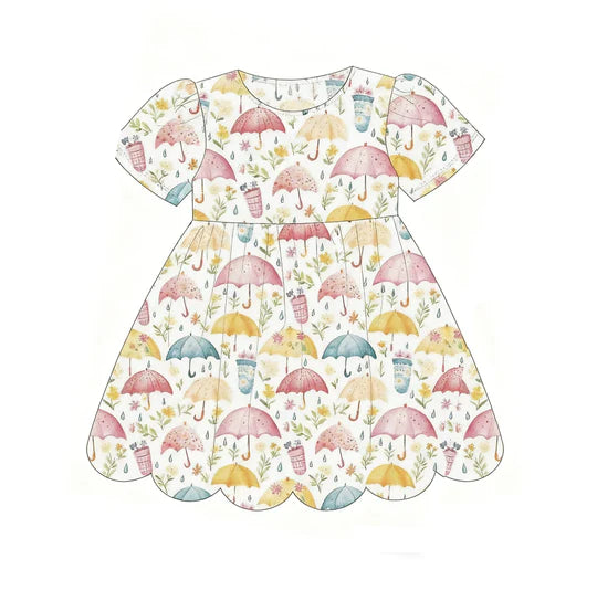 11.26 MOQ:5pcs GSD3225 pre-order toddler girl clothes umbrella girl summer dress