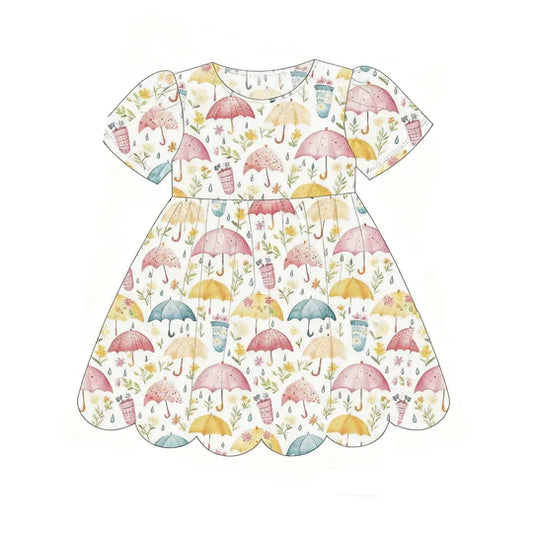 11.26 MOQ:5pcs GSD3225 pre-order toddler girl clothes umbrella girl summer dress
