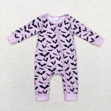 3.13 LR1097 RTS baby girl clothes purple bat girl halloween romper Bamboo