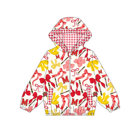9.9  Custom Moq 5 Baby Girls Red M Team Zipper Hoodies Tops