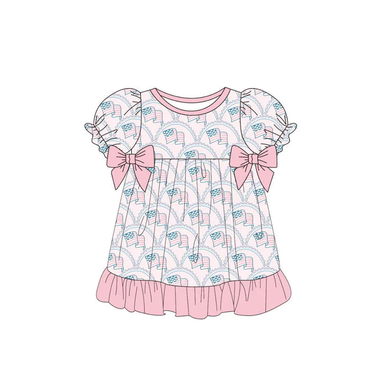 11.29 MOQ:5pcs GSD3254 pre-order toddler girl clothes flag girl 4th of July summer dress