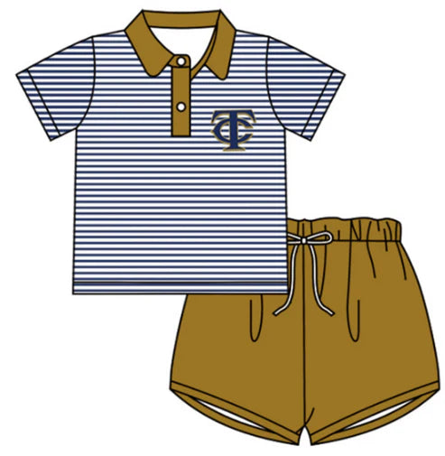 5.14 Boys team custom leopard print short sleeve shorts set