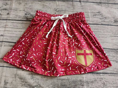 5.2 Baby Girls Red Team Shield Skort Bottoms Preorder(moq 3)
