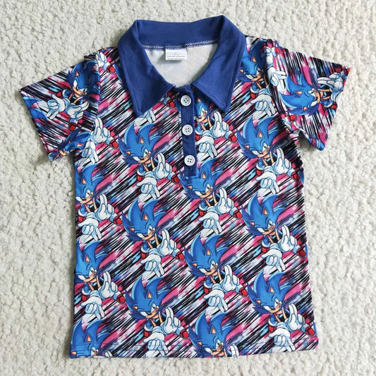 BT0027 Boys Blue Cartoon Shirts