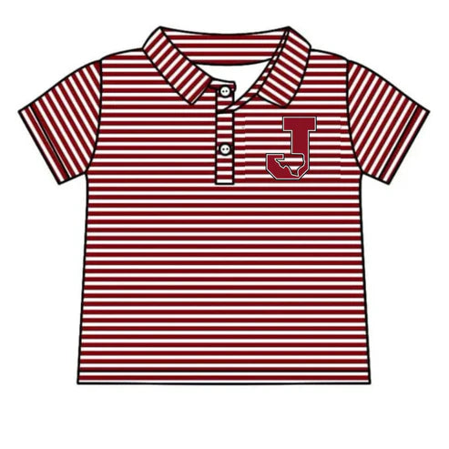 8.8 Custom Moq 5 Baby Boys Maroon Stripes Jasper Team Short Sleeve Tee Pullovers Shirts Tops