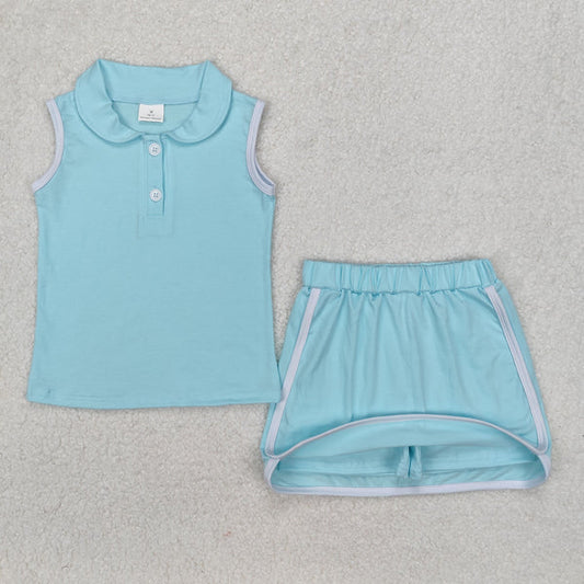 3.17 GSD1973 Baby Girls Green Aqua Pullover Top Sports Shorts Clothes Set