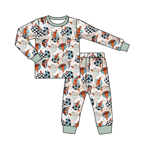 8.29 BLP1256 Baby Boys Lights Gingerbread Top Pant Christmas Pajamas Set Preorder
