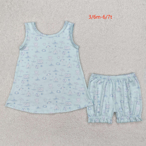 GSSO2224 Baby Girls Sea Beach Wear Tunic Tops Shorts Clothes Set