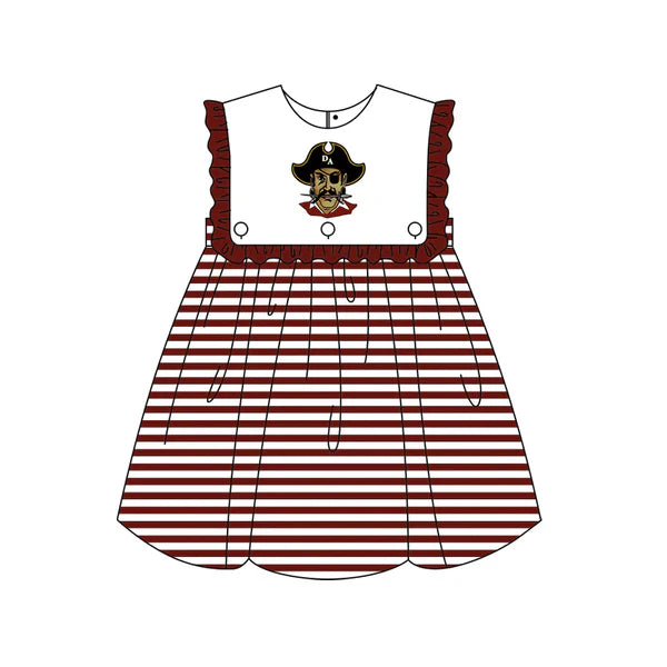 7.10 Custom Moq 3 Baby Girls Raiders Wine Team Knee Length Dresses