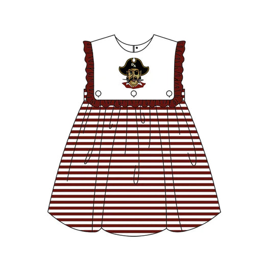 7.10 Custom Moq 3 Baby Girls Raiders Wine Team Knee Length Dresses