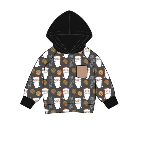 6.3 BT0966 Baby Boys Christmas Santa Cookie Hooded Long Sleeve Tops Preorder