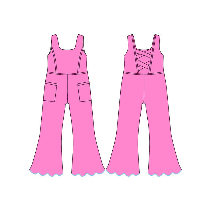 11.25 MOQ:5pcs SR3603 pre-order baby girl clothes pink yoga summer romper