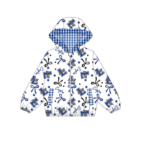 10.9 Custom Moq 5 Baby Girls Blue Eagles Team Zipper Hoodies Tops