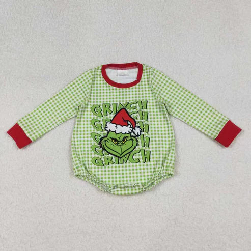 11.1 Sibling Baby Boys Green Faces Christmas Checked Tee Shirts Top Rompers
