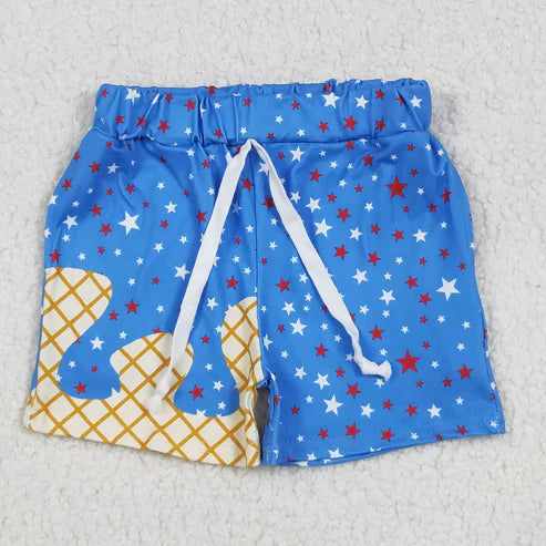 6.17 SS0611 Baby Boys Blue Drip Stars Pockets Team Shorts Bottom