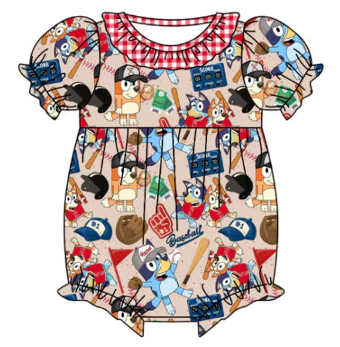 5.14 Girls cartoon dog red short-sleeved onesie