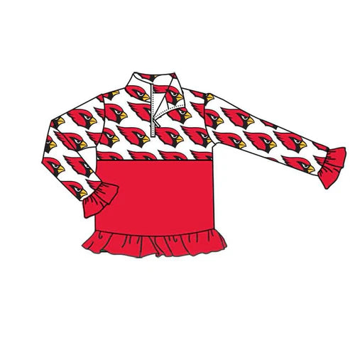 8.1 Custom Moq 5 Baby Girls white red bird Team Zip Pullovers Tops