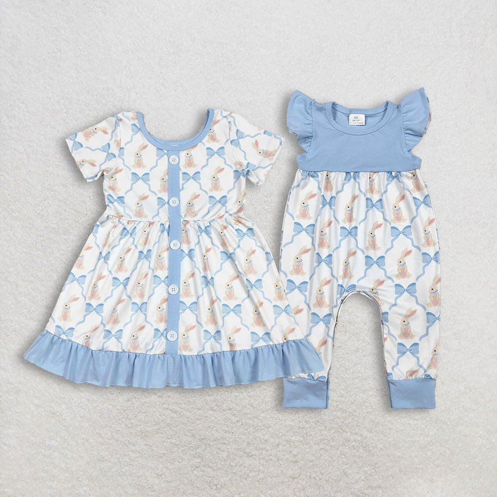 Sibling Baby girl clothes summer easter short sleeve dress and Rompers