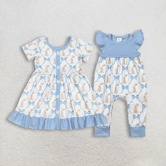Sibling Baby girl clothes summer easter short sleeve dress and Rompers