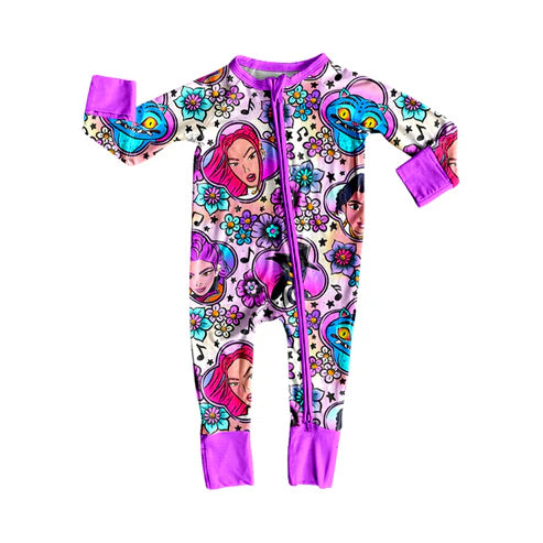 9.30 LR2732 Baby Girls Cartoon Princesses Flowers Footie Rompers Preorder