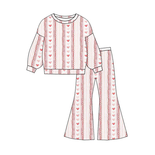 11.14 MOQ:5pcs GLP3139 pre-order toddler girl clothes heart girl Valentine bell bottom pant set