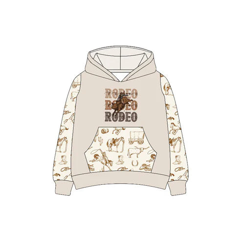 7.5   Custom Moq 3 Baby Boys Long Sleeves Western Rodeos Pocket Hoodies Top