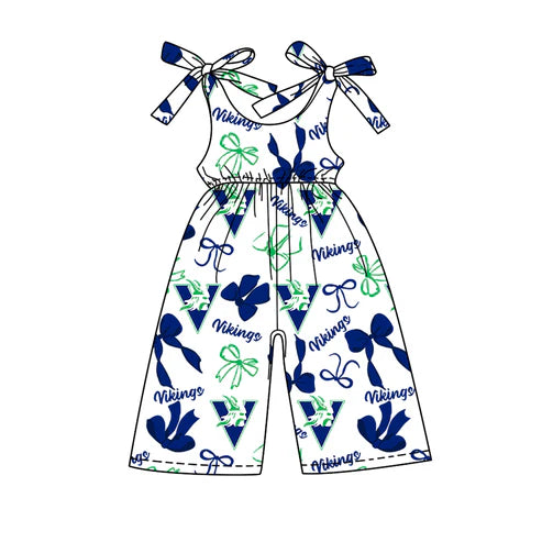 7.31 Custom Moq 5 Baby Girls Vikings team Straps Jumpsuits Rompers