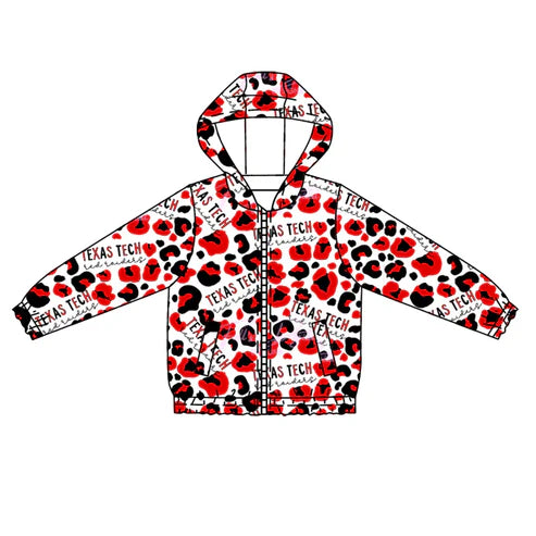 9.9 Custom Moq 5 Baby Boys Texas Tech Footballs Red Leopard Team Hooded Tops
