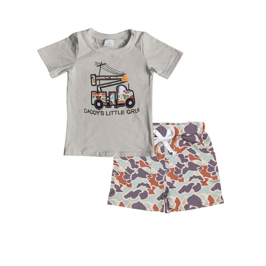 L-3.5 BSSO1307 Baby Boys Daddy's Little Grun Top Camo Shorts Clothes Sets Preorder