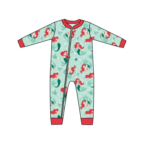 6.24 Custom Moq 3 Baby Girls Long Sleeve Princess 4 Zip Rompers