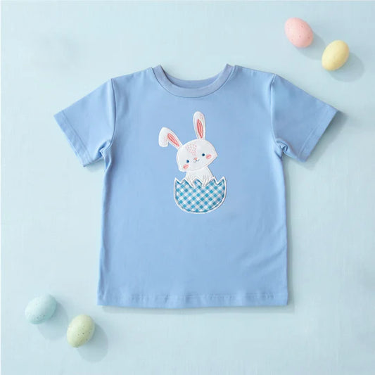 12.11 MOQ：5pcs BT1646 pre-order toddler boy clothes rabbit print boy easter summer top shirt