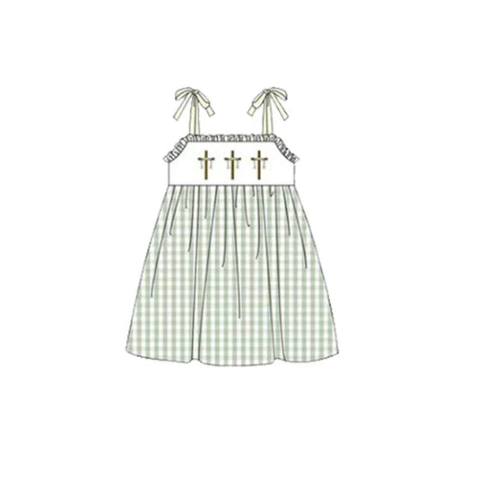 11.26 MOQ:5pcs GSD3224 pre-order toddler girl clothes cross girl easter summer dress