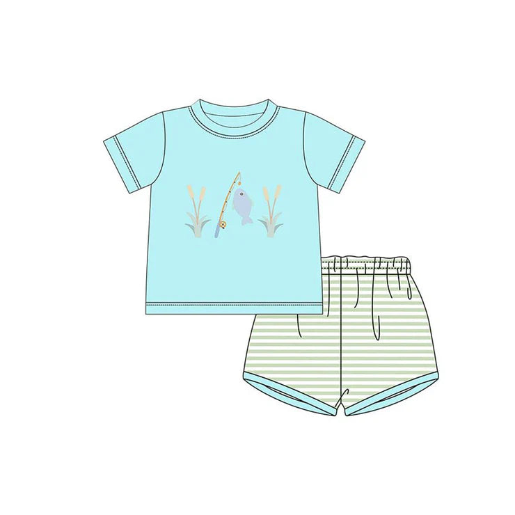 11.28 MOQ：5pcs BSSO1731 pre-order baby boy clothes fishing toddler boy summer outfit