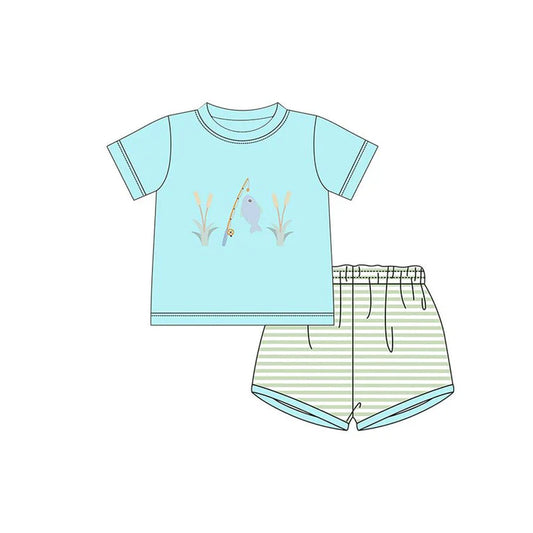 11.28 MOQ:5pcs BSSO1731 pre-order baby boy clothes fishing toddler boy summer outfit