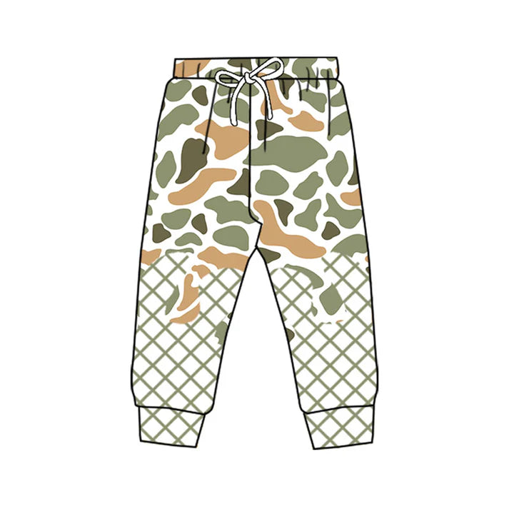 9.26 P0865 Baby Boys Green Orange Camo Drip Western Team Jogger With Belt Preorder