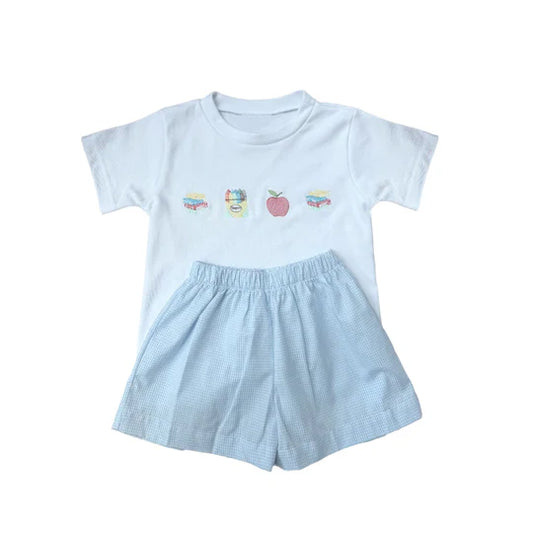 12.25 MOQ：5pcs BSSO1755 pre-order baby boy clothes book toddler boy back to school summer outfit