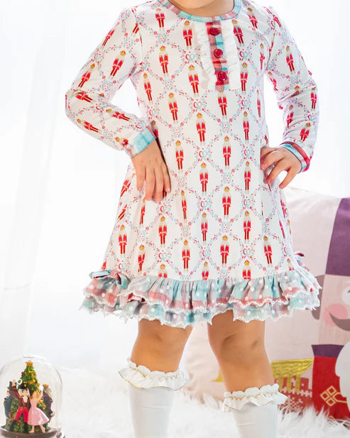 5.23 GLD0876 Baby Girls Christmas Soldier Knee Length Dresses Preorder