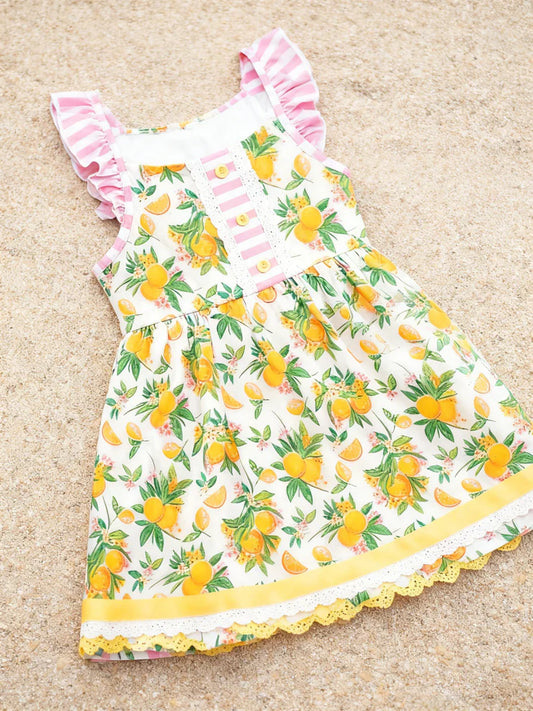 12.1 MOQ:5pcs GSD3262 pre-order toddler girl clothes lemon girl summer dress