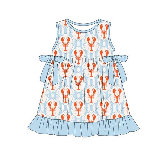12.20 MOQ：5pcs GSD3449 pre-order toddler clothes crayfish print girl summer dress-