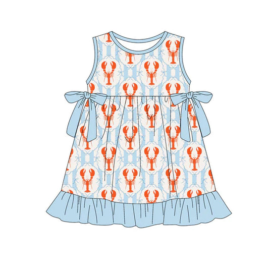 12.20 MOQ:5pcs GSD3449 pre-order toddler clothes crayfish print girl summer dress-